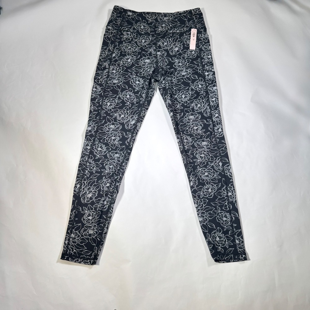 Victorias Secret Sport Essential Leggings Black White Floral Size Large Long NWT - Picture 13 of 14